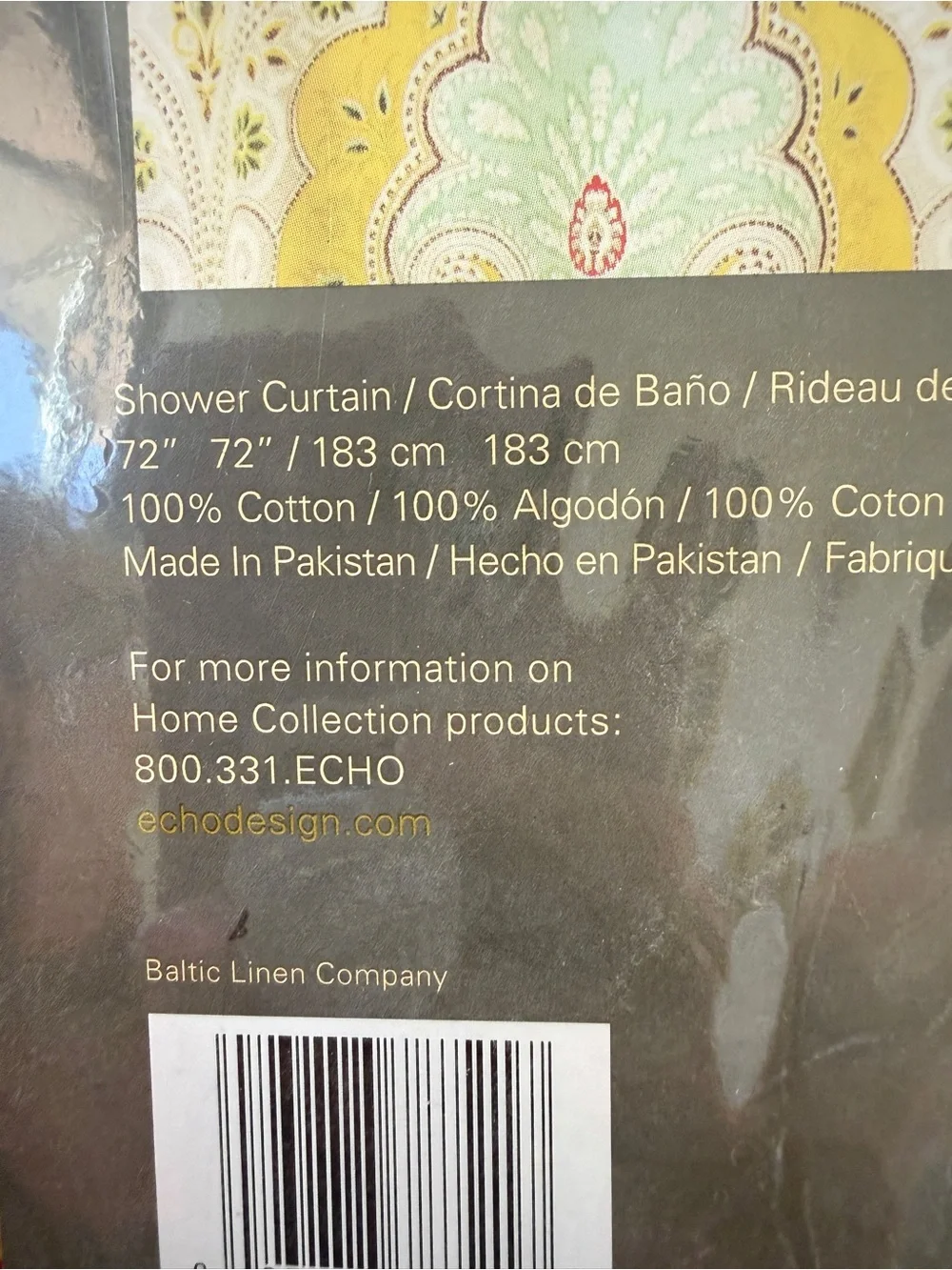 Echo Design Jaipur Cotton Paisley Shower Curtain 72x72 NIP